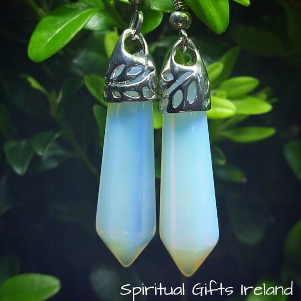 Opalite Earrings Crystal Wands