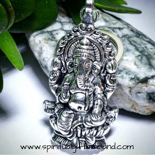 Ganesh Elephant Silver Keyring Keychain