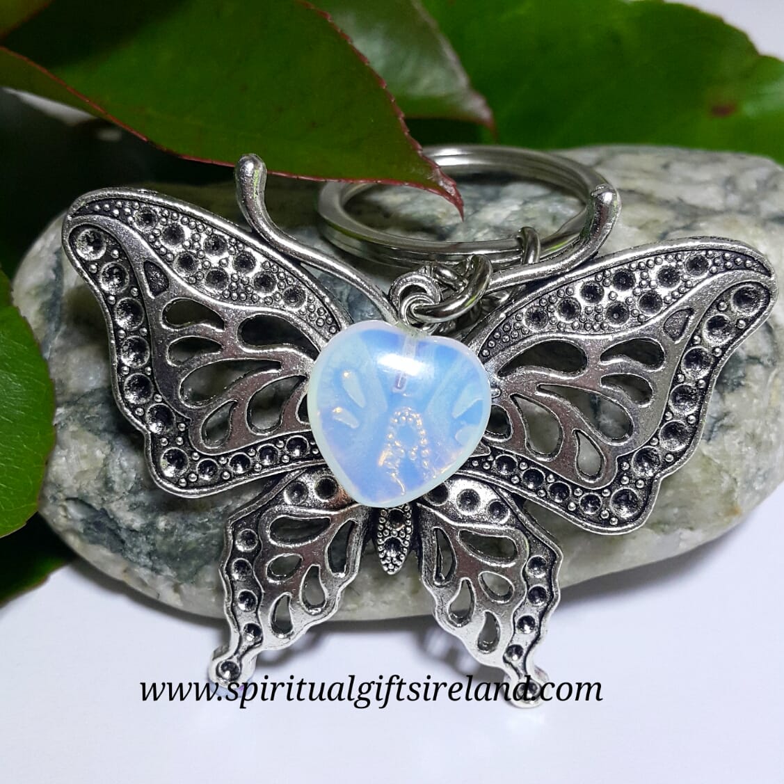Butterfly Keyring Opalite Heart