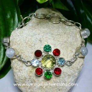 Rainbow Moonstone Crystal Gemstone Flower Bracelet