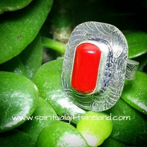 Red Coral Ring Sterling Silver