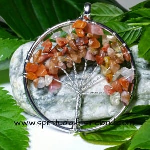 Carnelian Tree of Life Gemstone Crystal Pendant