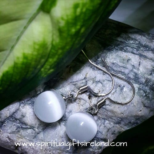 White Jade Earrings Sterling Silver