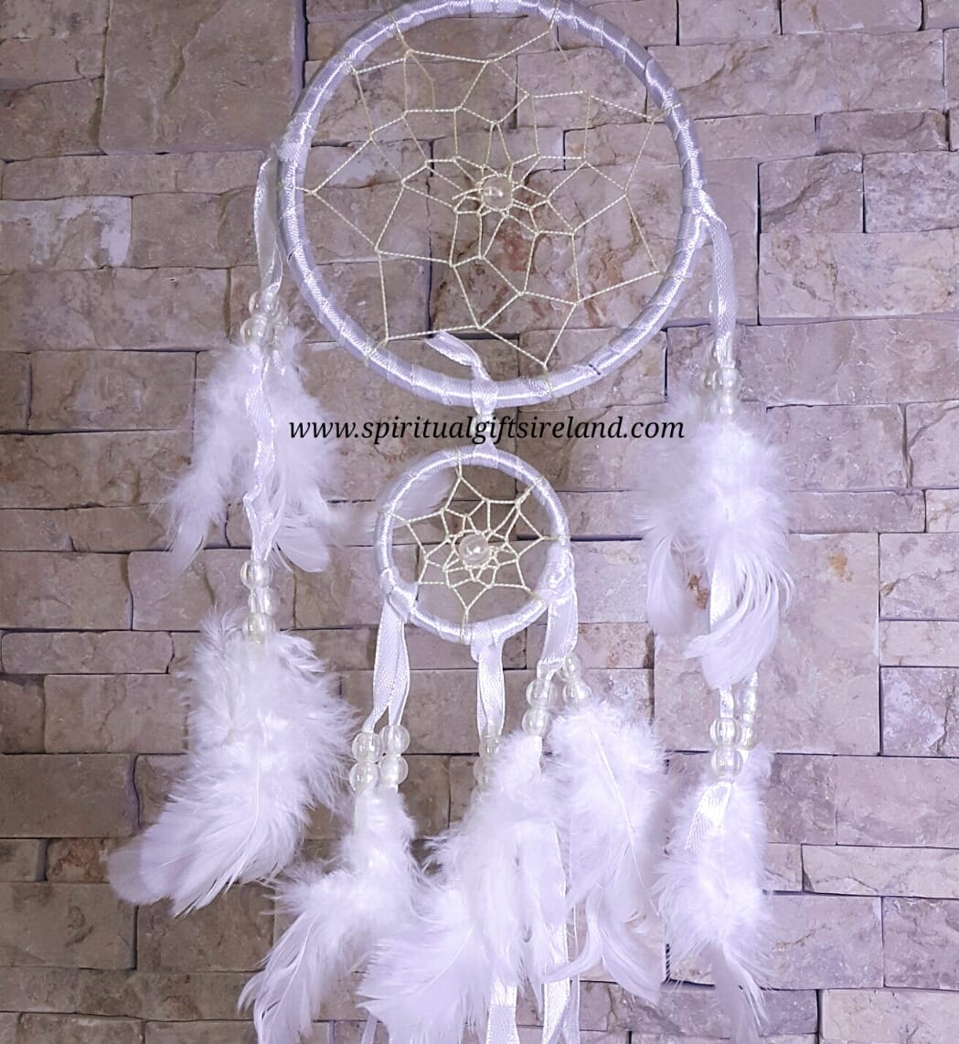 Dreamcatcher White Beads Silk Ribbon