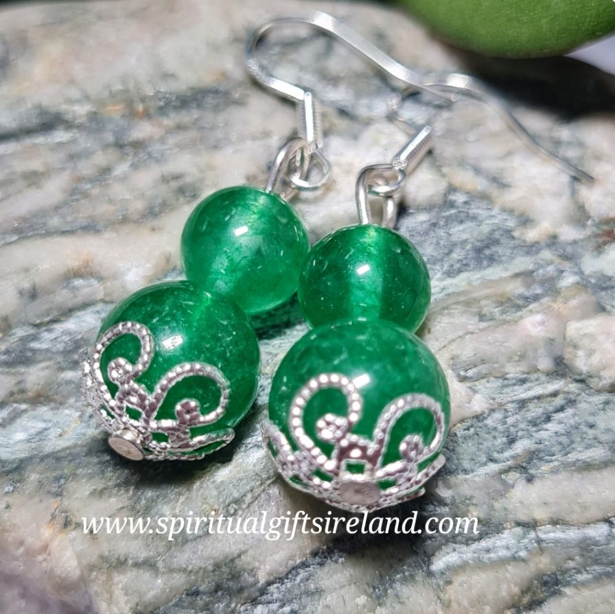 Jade Earrings 925 Silver Hooks
